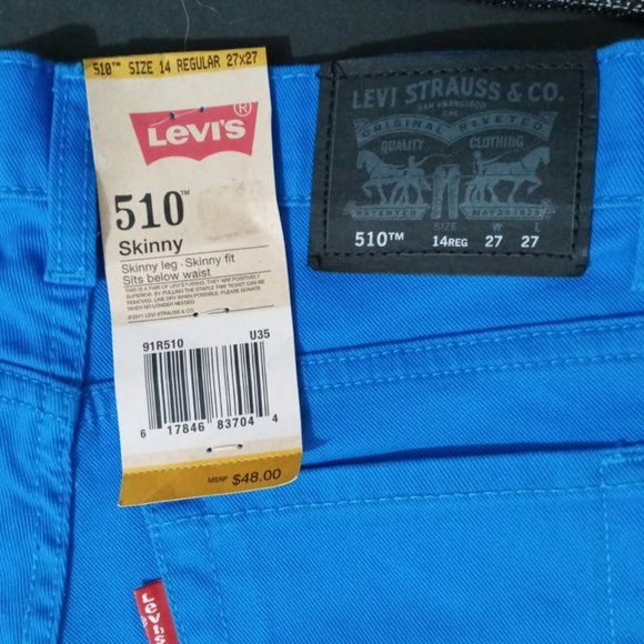 Levi's Boys 510 Skinny Fit Blue 14 Regular 27x27 - Picture 4 of 6